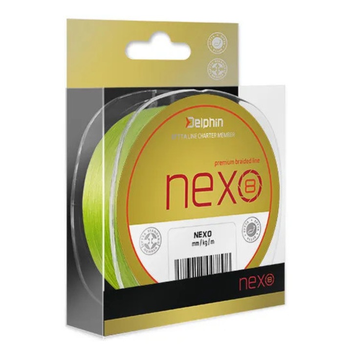 Плетено Влакно Delphin Nexo 8 Premium Braid, Жълт, 300м, Диаметър 0.18мм