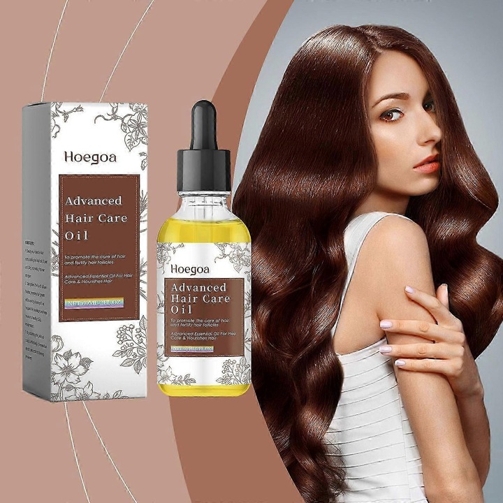 Ulei natural pentru cresterea parului, amestec de ulei de ricin, ulei de argan, ulei de cocos si ulei de rozmarin, 1pcs HOEGOA