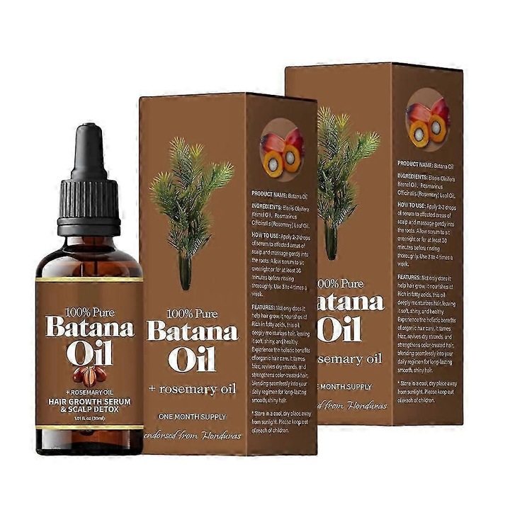 Illóolaj hajápoláshoz, 2 darab, batana és rozmaring olajjal, 30ml