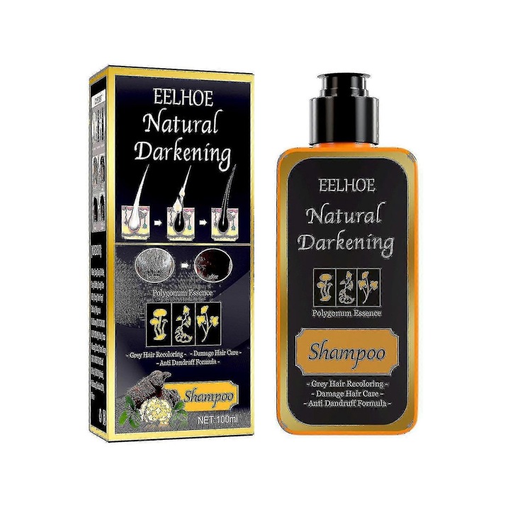 Sampon de par Eelhoe Polygonum Multiflorum, anti-matreata, negru, 650ml