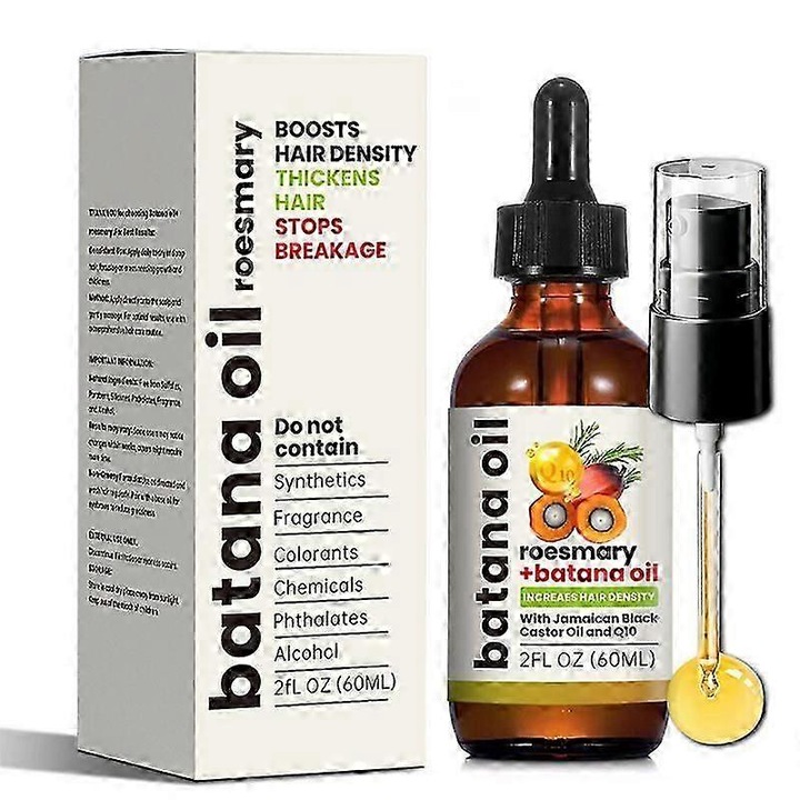 Ulei Batana cu Ulei de Rozmarin pentru Cresterea Parului, Set 3 Piese, Intareste si Hidrateaza Parul, Reduce Varfurile Uscate