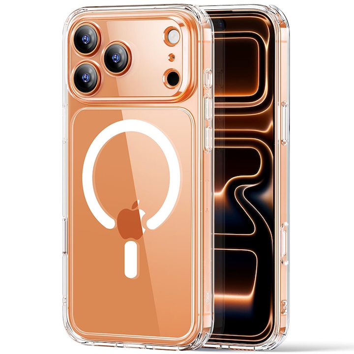 Защитен калъф MagSafe, калъф, съвместим със зареждане за Apple iPhone 17 Pro, MOGU® за безжично зареждане, повдигнати ръбове за защита на екрана и камерите, четиристранна абсорбция на удари против сблъсък, изработен от PC+TPU материал