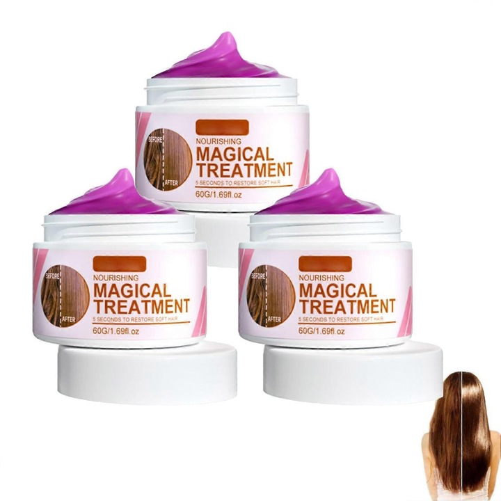 Masca de par cu keratina, set 3 bucati, tratament revitalizant, hidratare, 5 secunde