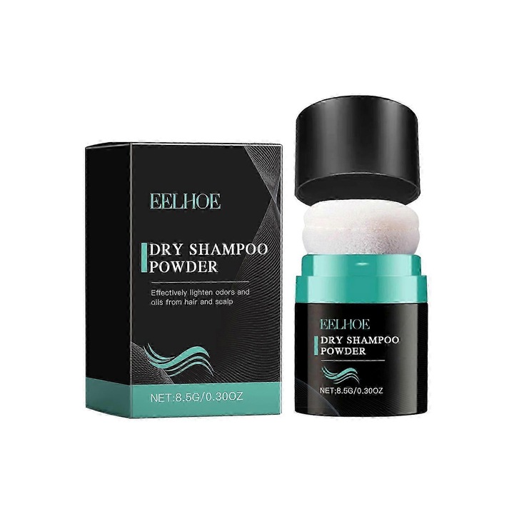 Сух шампоан на прах, Eelhoe, комплект от 2 броя, за тъмна коса, абсорбира омазняването, допълнителен обем