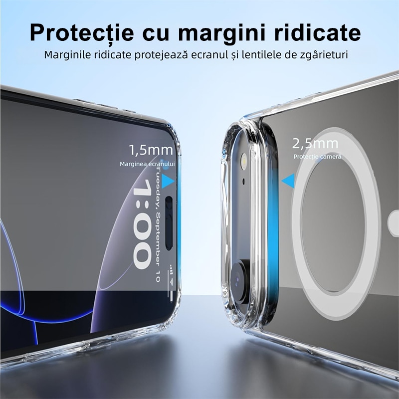 Husa de Protectie, Husa Compatibila cu Incarcare Magsafe pentru iPhone 17 Air, MOGU® pentru Incarcare Wireless, Margini Ridicate pentru Protectia Ecranului si a Camerelor, Absorbtie de soc anti-coliziune pe patru fete, din Material PC+TPU