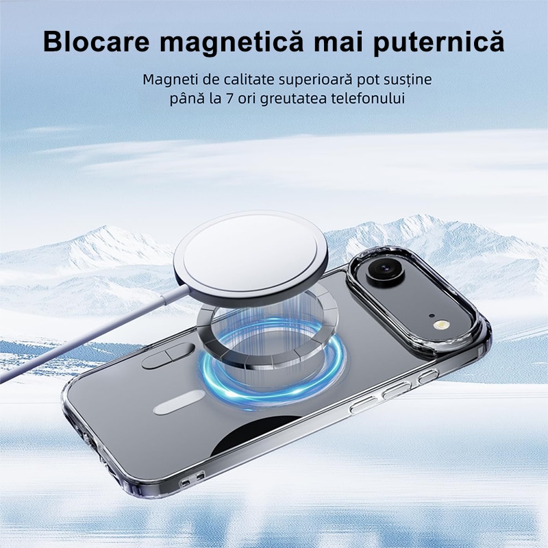 Husa de Protectie, Husa Compatibila cu Incarcare Magsafe pentru iPhone 17 Air, MOGU® pentru Incarcare Wireless, Margini Ridicate pentru Protectia Ecranului si a Camerelor, Absorbtie de soc anti-coliziune pe patru fete, din Material PC+TPU