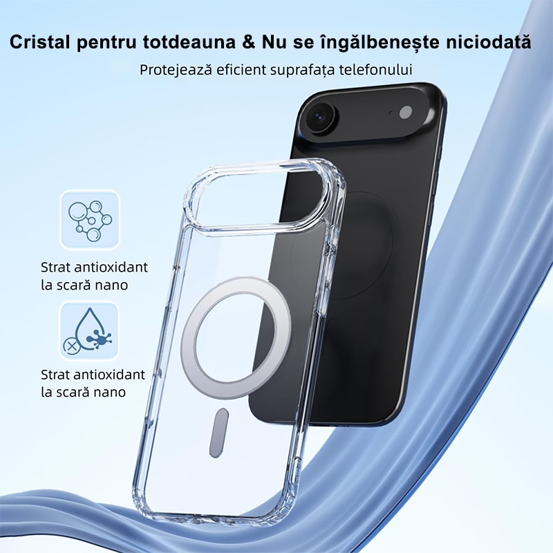 Husa de Protectie, Husa Compatibila cu Incarcare Magsafe pentru iPhone 17 Air, MOGU® pentru Incarcare Wireless, Margini Ridicate pentru Protectia Ecranului si a Camerelor, Absorbtie de soc anti-coliziune pe patru fete, din Material PC+TPU