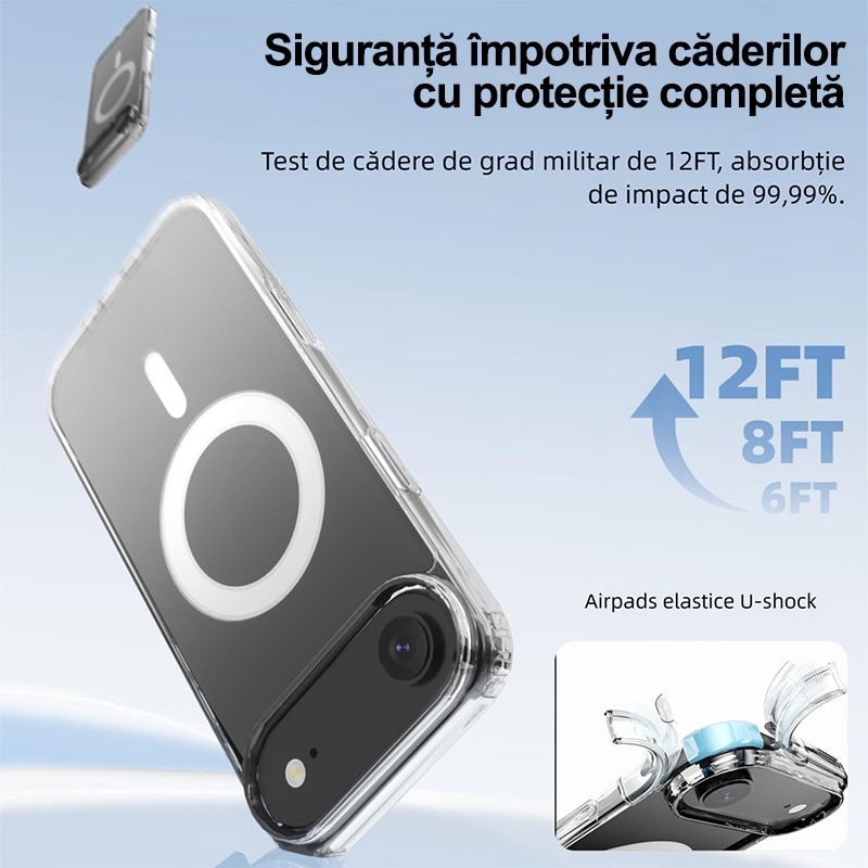 Husa de Protectie, Husa Compatibila cu Incarcare Magsafe pentru iPhone 17 Air, MOGU® pentru Incarcare Wireless, Margini Ridicate pentru Protectia Ecranului si a Camerelor, Absorbtie de soc anti-coliziune pe patru fete, din Material PC+TPU