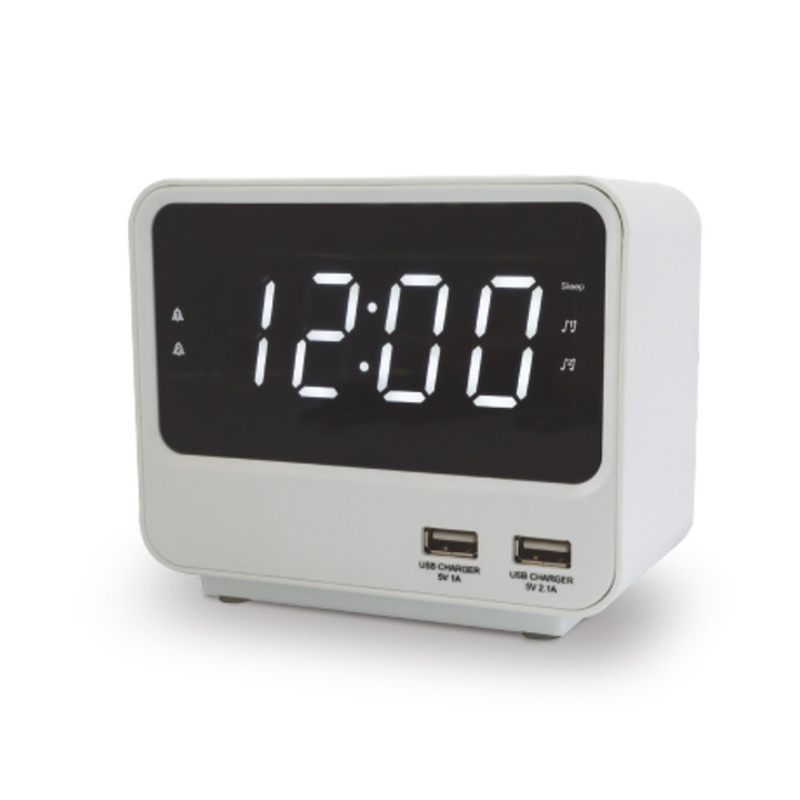 Rádió ébresztőórával, iTOMA, FM, USB tápellátás