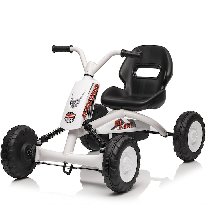 Kart cu pedale pentru copii, Kinderauto Gokart KD001, culoare alb