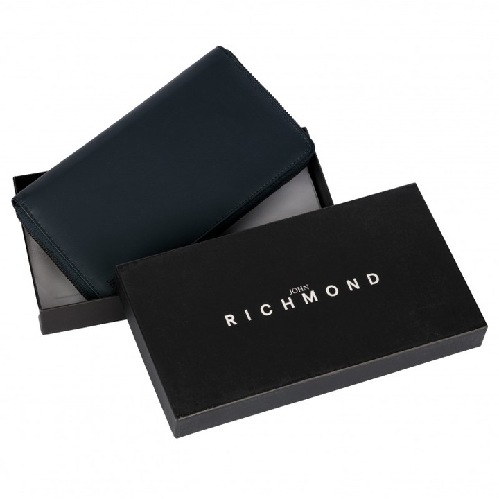 John Richmond férfi pénztárca, J73PMJ027703082 modell, gránát színű, 22x12cm-es, természetes bőrből készült, 3 oldalon cipzárral, dobozzal együtt.