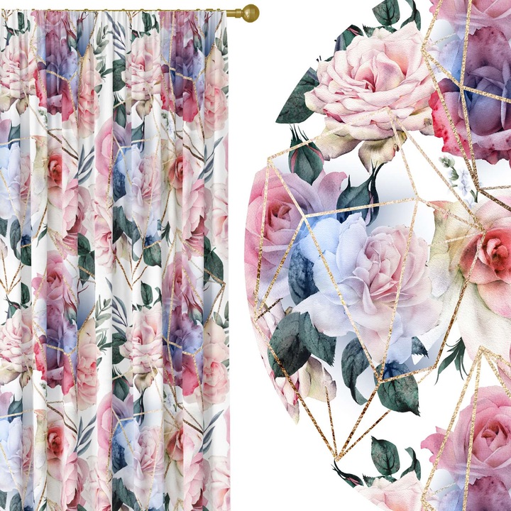 Draperii Gata Confectionat, Homeview, Rejansa, 100% Poliester, 180G/M2, Simpla, Multicolor, 140X240, Model 107