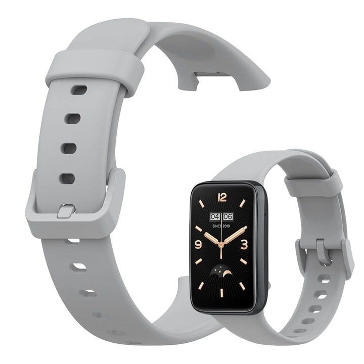 Каишка, съвместима с Xiaomi Smart Band 7 Pro, Устойчив силикон, Приятна на допир, Лесно регулиране на дължината, Сива