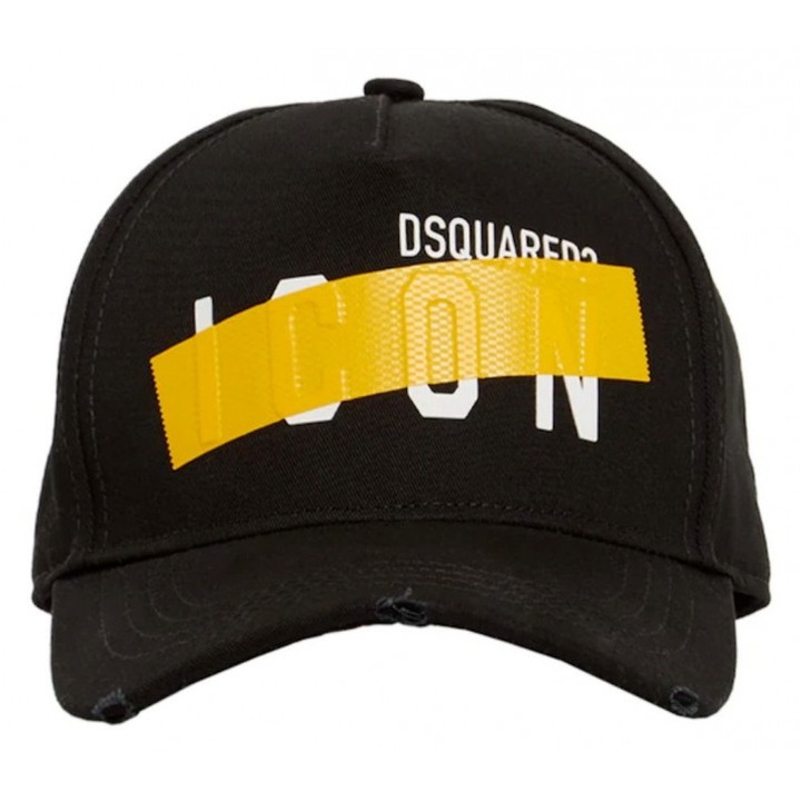 Шапка DSQUARED2 модел ICON, черна, 100% памук, размер UNI