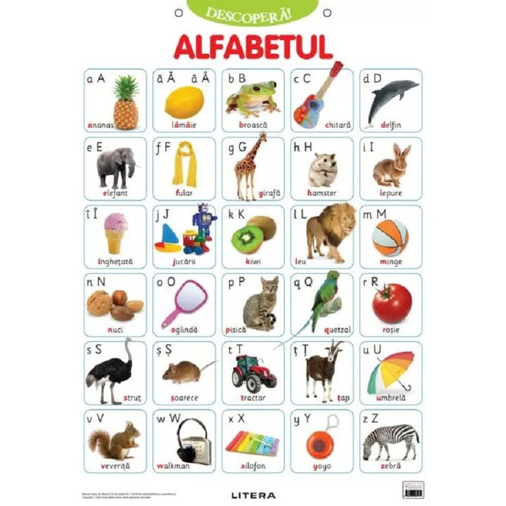 Plansa: Descopera! Alfabetul Limbii Romane