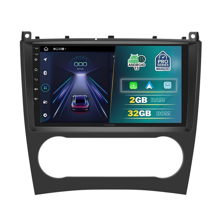 Navigatie Mercedes C-Class W204 (2007-2014) dedicata, MaxTech® PRO SERIES, 2 GB Ram 32 GB Rom, Carplay & Android auto, Ecran 9 ” HD Touch, GPS, Wifi, Bluetooth, Radio, USB, EQ, DSP, Waze, Youtube