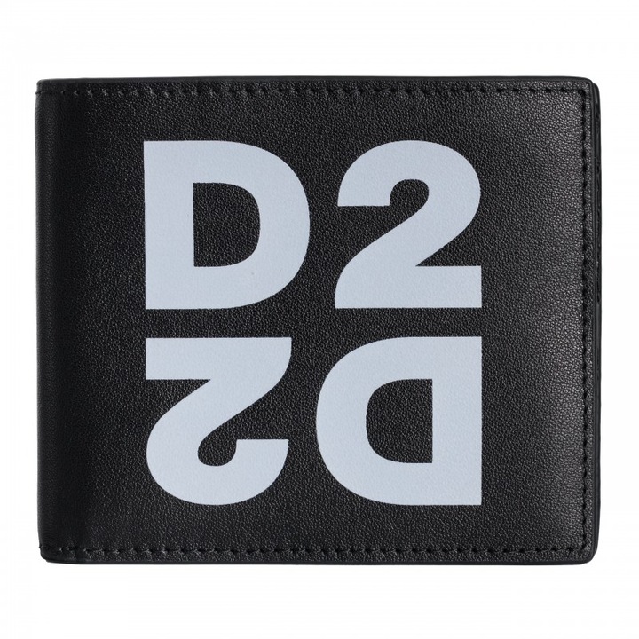 Férfi pénztárca DSQUARED2 WAM0006, valódi bőr, fekete, 11x9.3cm, logóval