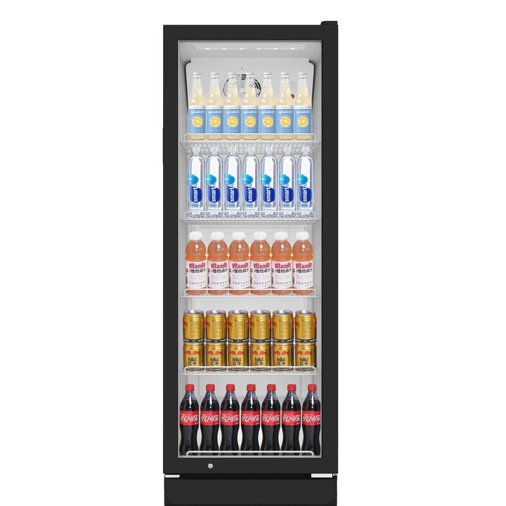 Vitrina frigorifica profesionala STARCREST SPS-300BK, 300 L, Termostat reglabil, Iluminare LED, H 169.5, Negru