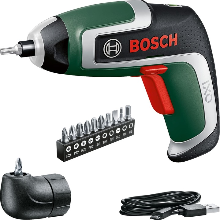 Bosch IXO 7 fúrócsavarozó, sarokadapter, 360°-os LED, mikro USB csatlakozó