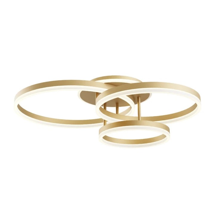 LED плафониера Tara 01-3995, 90 W, 5549 lm, топла / неутрална / студена светлина, мат злато + сатен, модерна