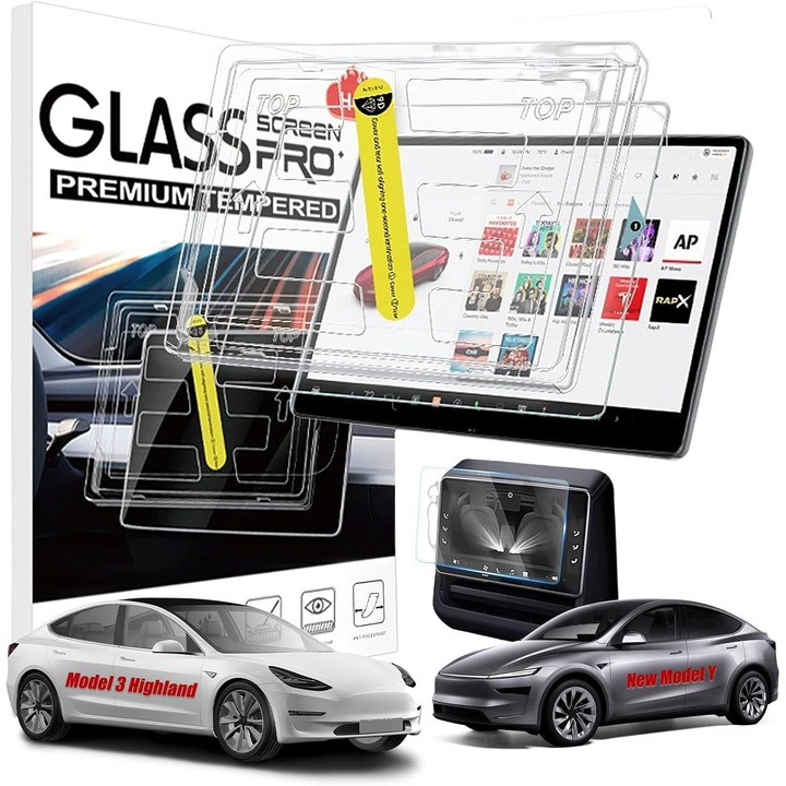 Folie Protectie Ecran Tesla, PsAyl®, Mat, Antiamprenta, Compatibil Tesla Model Y/3, Transparenta