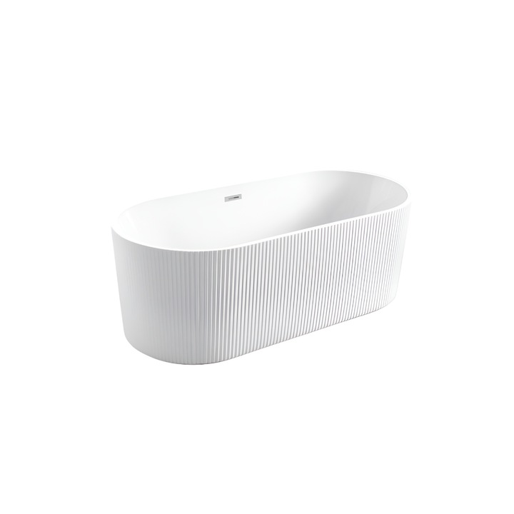 Cada baie freestanding Bella* BSM-203S, model 3D tip riflaj, 170 x 80 x 58 cm, alb