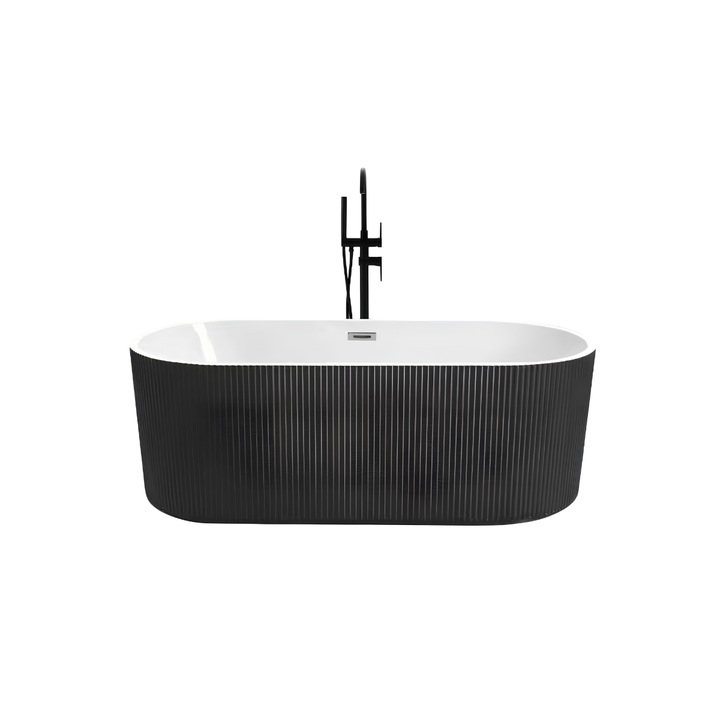 Cada baie freestanding Bella* BSM-203S, model 3D tip riflaj, 170 x 80 x 58 cm, negru