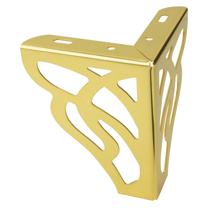 Picior de mobila metalic B&B 13cm, crom auriu, 11x13cm, lucios