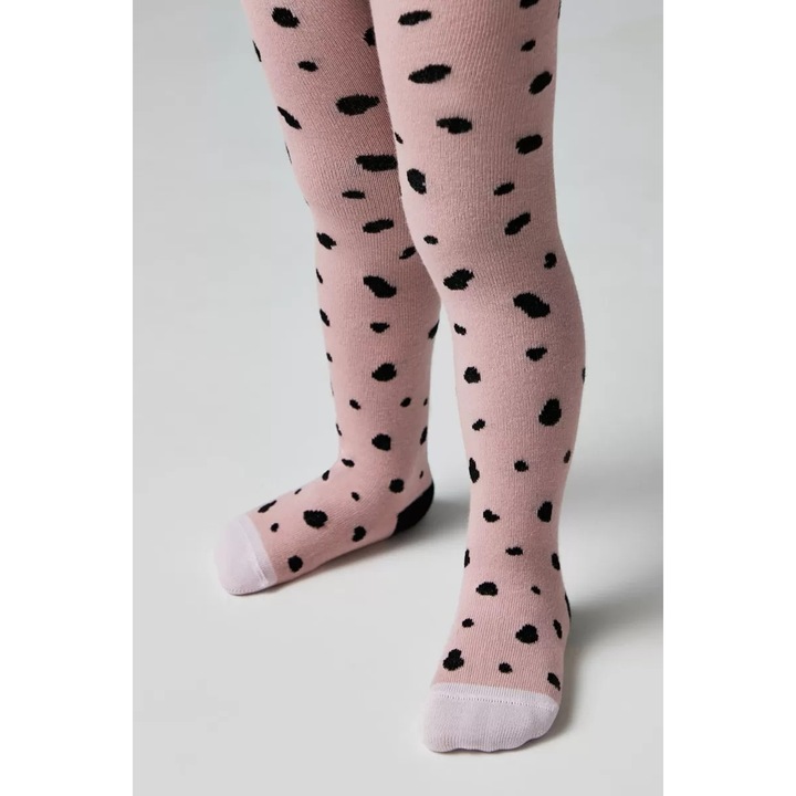 Ciorapi subtiri din bumbac cu model leopard, Conte Kids Tip-Top 580, Roz prafuit