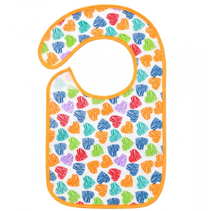 Közepes méretű vízálló frottír előke tépőzárral - BabyOno 874P, Narancssárga