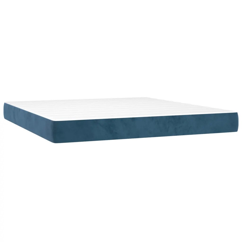 Pat box spring cu saltea, albastru inchis, 160x200 cm, catifea - eMAG.ro