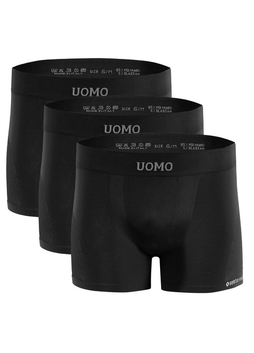 Boxeri barbatesti Sesto Senso Solar BM07 P100, set de 3 perechi, negru, fara cusaturi, poliamida si elastan