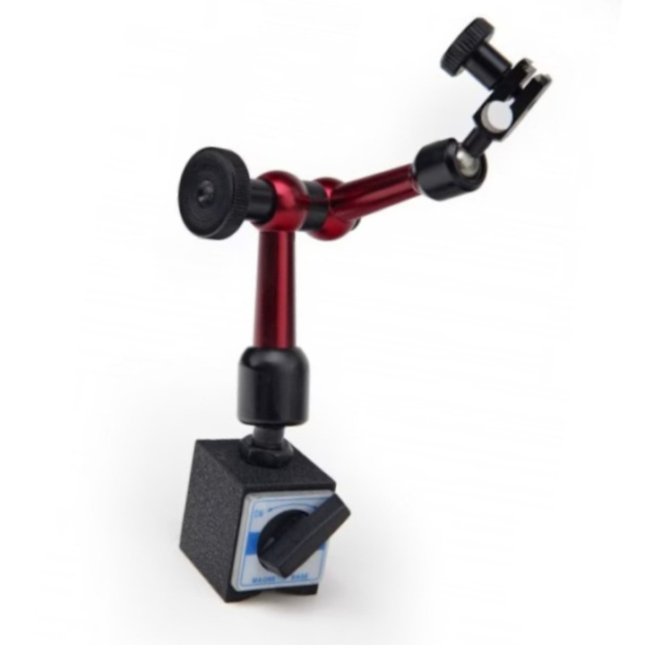 Trepied magnetic hidraulic pentru ceas comparator, Baza magnetica, blocare centralizata, aplicabila pe scara larga, usor de operat si intretinut, durabila, rosie