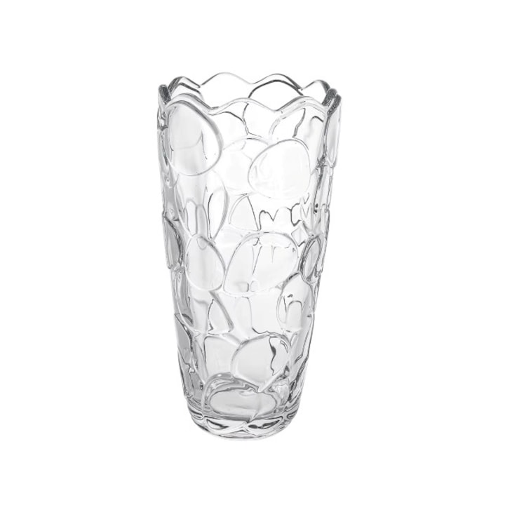 Vaza Decorativa, Sticla Transparenta, Design Modern Sculptat, 25cm