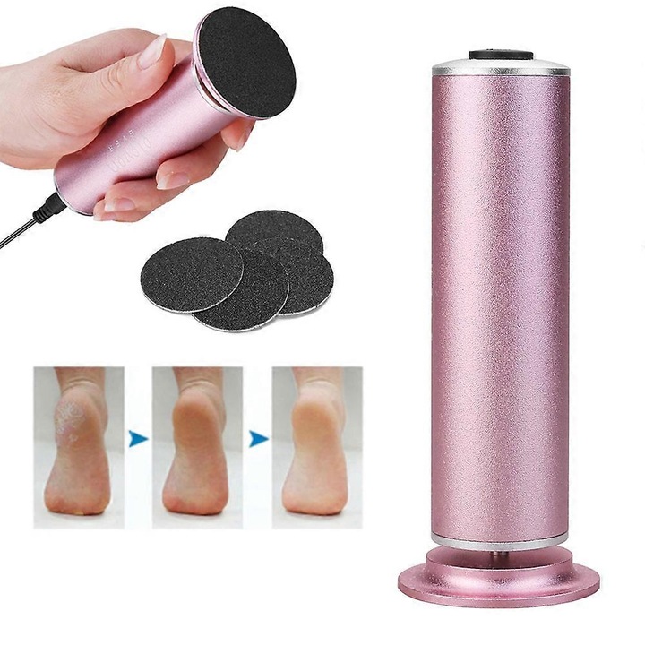 Razuitor electric pentru calcaie, 18W, viteza ajustabila, design ergonomic, roz, 22.5x12.5x5.5cm