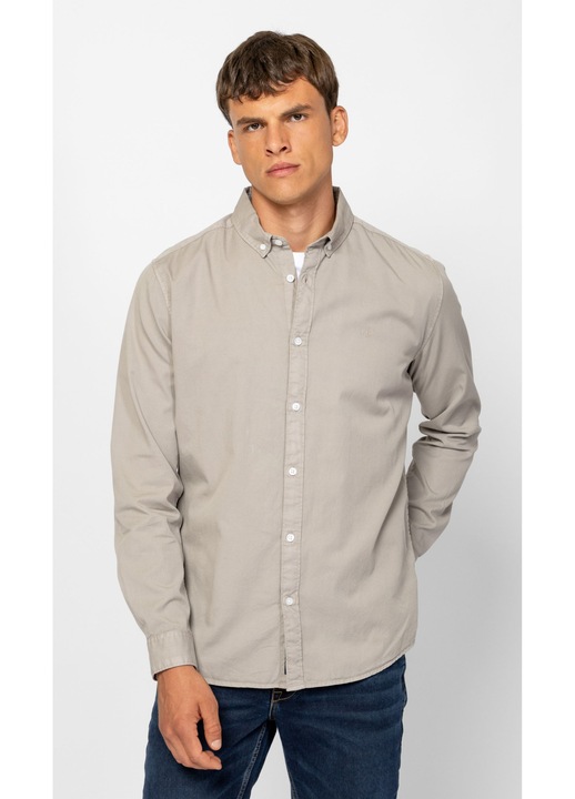 Cămașă bărbațească Heavy Tools ROCHA STONE XL, manecă lungă, guler cu nasturi, gri, mărimea XL
