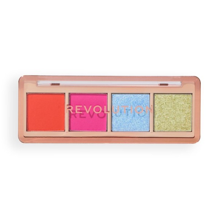 Fard de pleoape Revolution The Vibrant Icon Edit Brights Palette, 4 culori intense, portocalie, roz, albastru, verde, compact