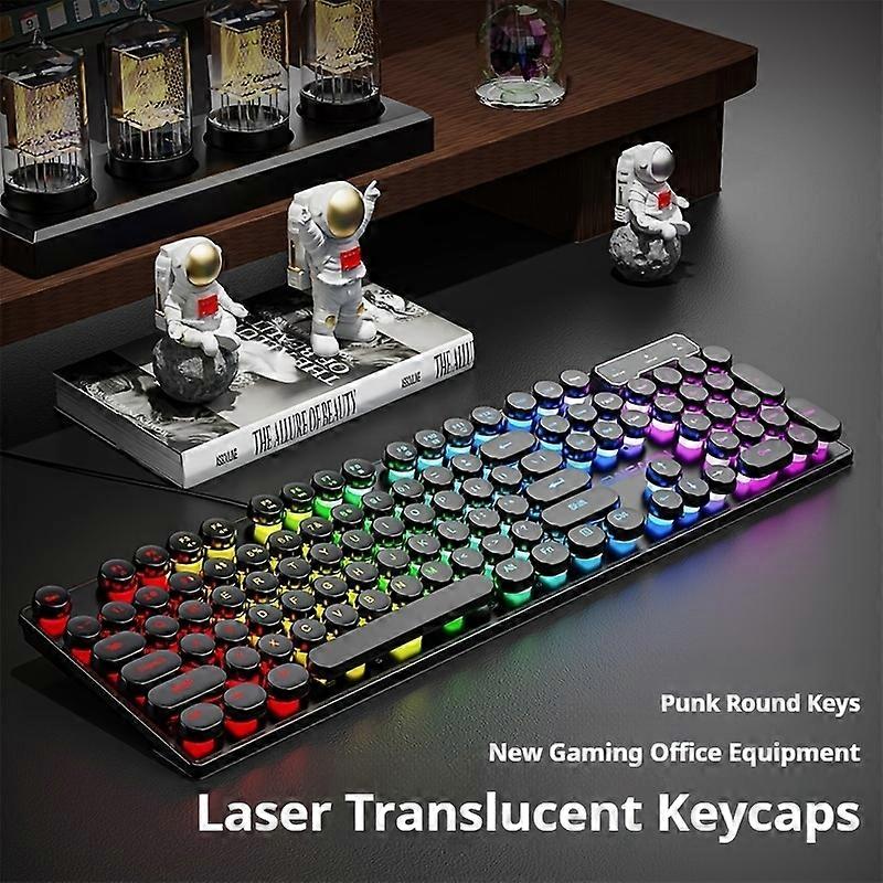 Tastatura retro punk cu iluminare, 440x130x30mm, alb