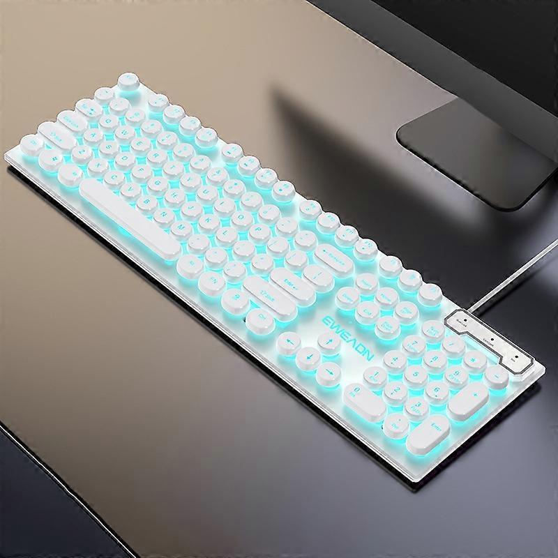 Tastatura retro punk cu iluminare, 440x130x30mm, alb