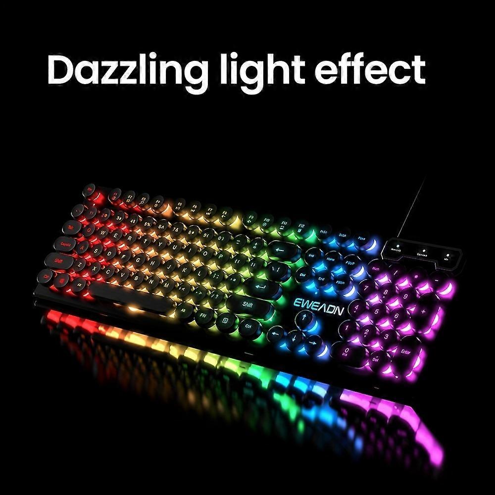 Tastatura retro punk cu iluminare, 440x130x30mm, alb