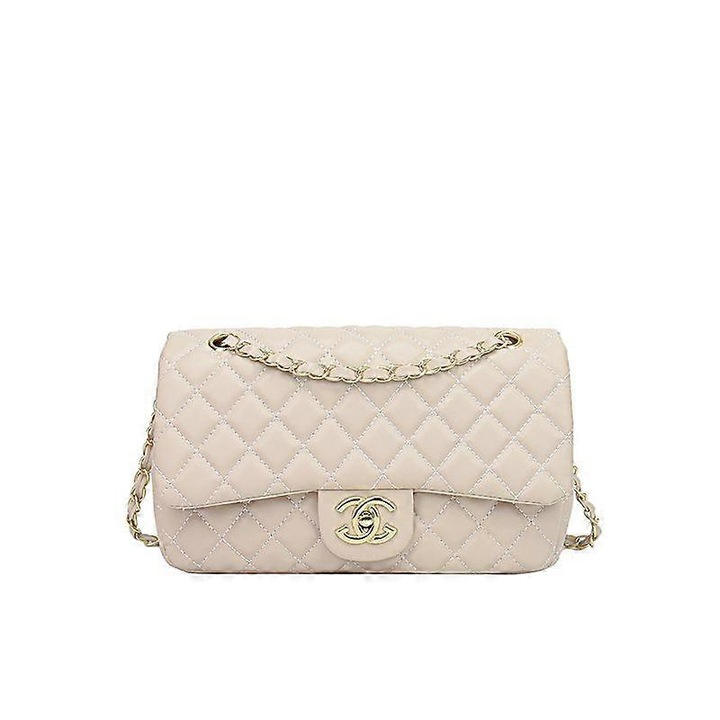 Geanta dama, 2023, design cu lant diamant, culoare khaki, utilizare pe umar sau diagonala