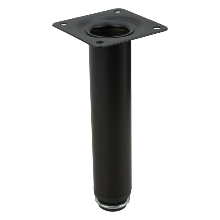 Picior de mobila drept, negru, inaltime 15 cm, reglabil