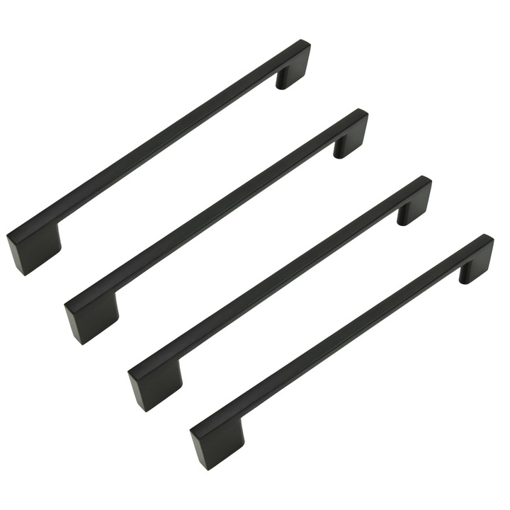 Set 4 Manere Usi de mobilier B&B, 192 mm, aluminiu, negru, mat, 22x0,9x2,7 cm