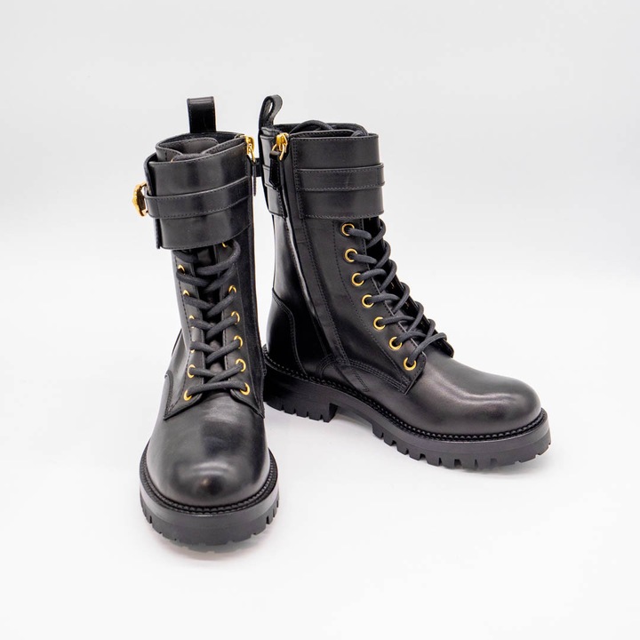 Ghete Versace Safety Pin Combat Boots, piele naturala, marime 35