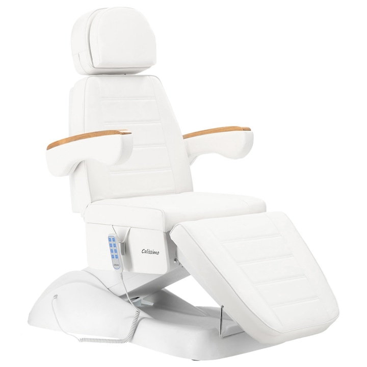 Fotoliu cosmetic electric pentru salon de cosmetica pedichiura reglabil 3 motoare Marcel, alb