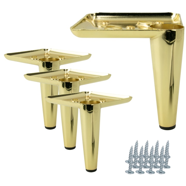 Set 4 picioare de mobilier, B&B, crom auriu, inaltime 10 cm