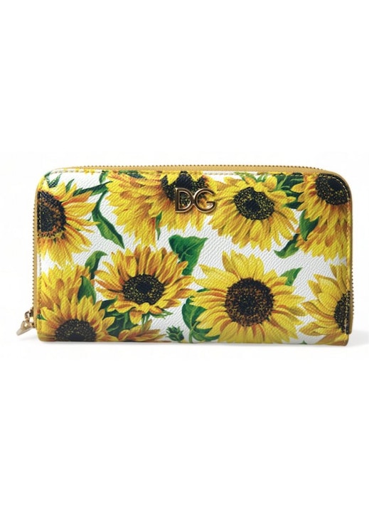 Női pénztárca DOLCE&GABBANA BI0473 AA59 kontinentális, sárga fehérrel, 10x19cm, 12 kártyatartó rekesz, 2 oldalsó rekesz