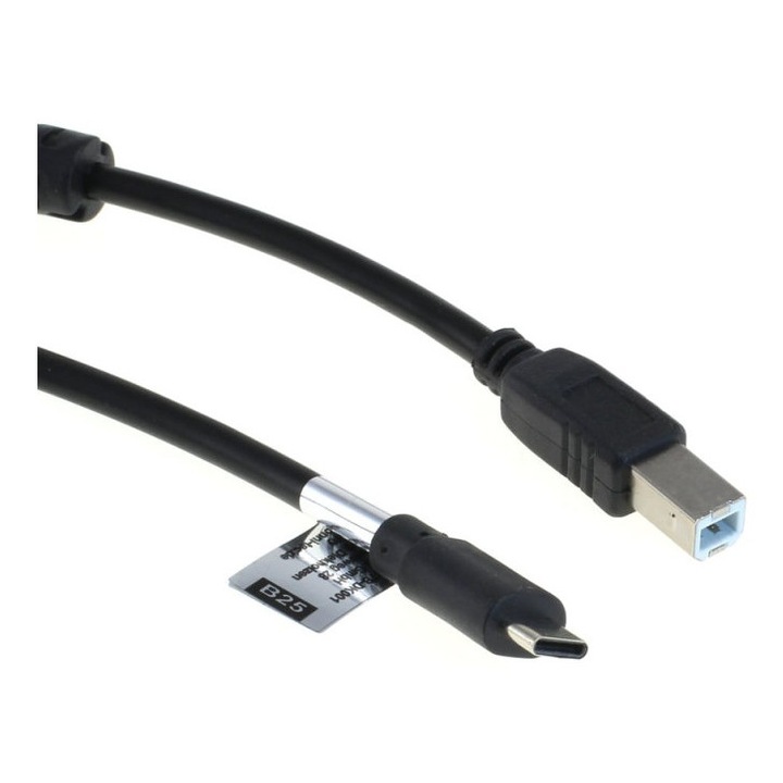 OTB USB Type-C - USB-B 2.0 adatkábel, 2,0 m, fekete