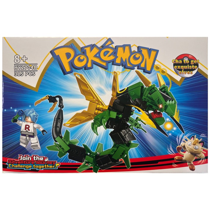 Pokémon építőkészlet - James és Meow Meow vs. Rayquaza, 315 darabos