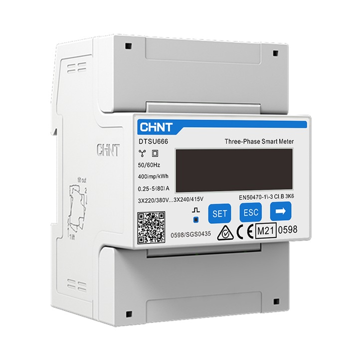 Contor inteligent trifazic Chint DTSU666-CT, 3*220/380V, 100A, RS485, LCD